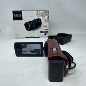 Sony Handycam HDR-CX220 Digital Camcorder Red Battery, Charger Excellent